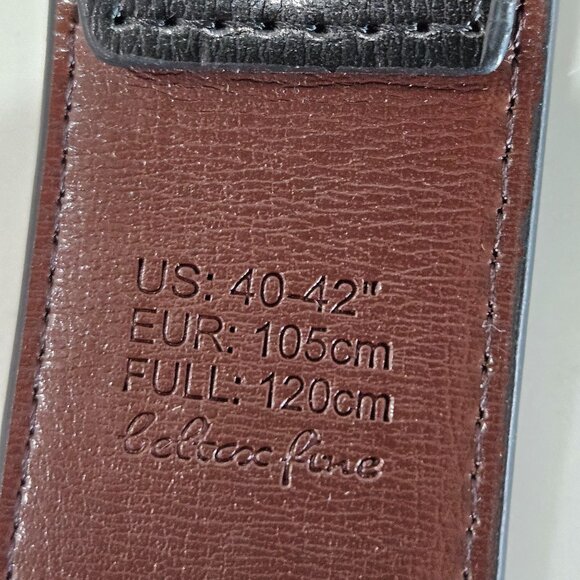 Beltox Fine Mens Black & Brown Reversible Leather Belt Metal Buckle Size 40-42 - Picture 4 of 9